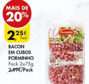 Pingo Doce Bacon em Cubos Porminho 2x75g promoção