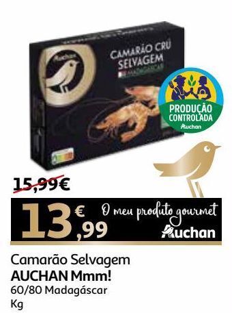 Auchan Camarão selv cong 60/80 auchanprod controlada kg madagáscar promoção