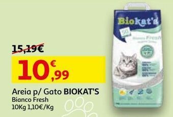Auchan Areia para gato biokat's:bianco fresh 10kg promoção