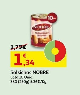 Auchan Salsichas nobre:10 uni 380(250)g promoção