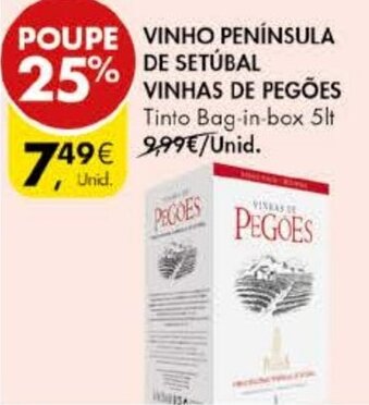 Pingo Doce Vinho Península de Setúbal Vinhas de Pegões 5lt promoção