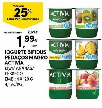 Continente Bom dia Iogurte com bifidus activia promoção
