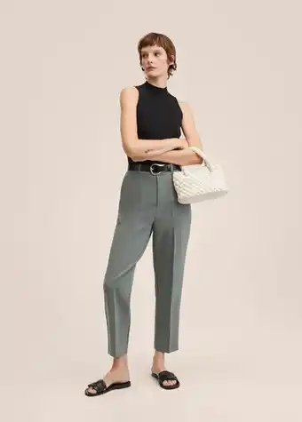 Mango Calças retas com cintura elástica promoção