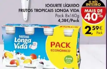 Pingo Doce Iogurte Líquido Frutos Tropicais Longa Vida Pack 8x160g promoção