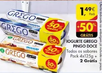 Pingo Doce Iogurte Grego Pingo Doce Pack 4x12g +2 Grátis promoção