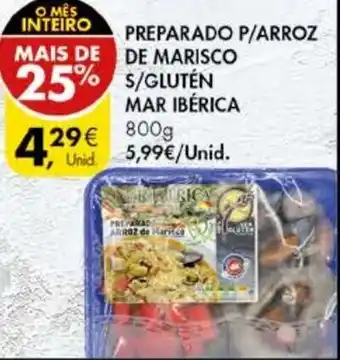 Pingo Doce Preparado P/Arroz de Marisco S/Glutén Mar Ibérica 800g promoção