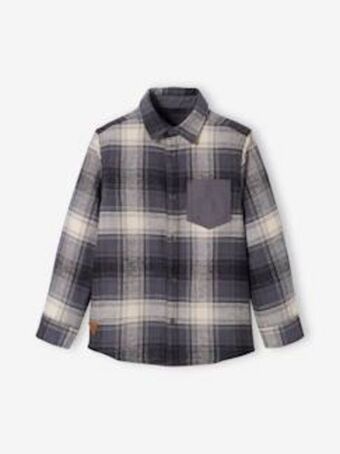 Vertbaudet Camisa aos quadrados, para menino - castanho escuro... promoção
