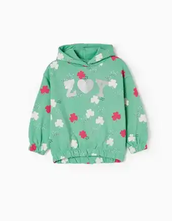 Zippy Sweat cardada de algodão com capuz para menina 'trevos', verde água promoção