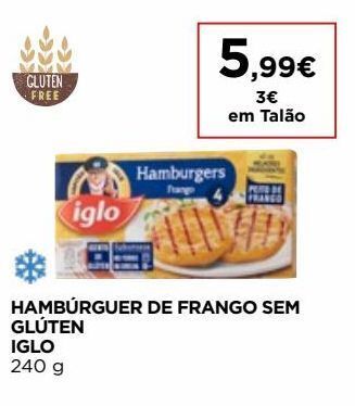 El Corte Inglés Hambúrguer de frango iglo promoção