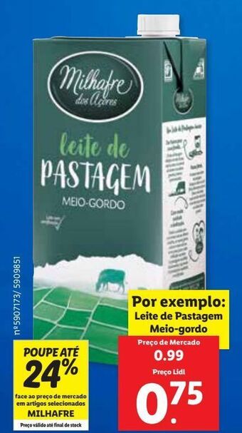 Lidl Leite semi desnatado milhafre promoção