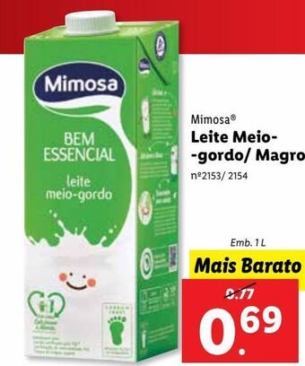 Lidl Leite semi desnatado mimosa promoção