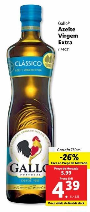 Lidl Azeite virgem gallo promoção