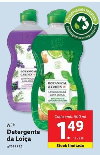 Lidl Detergente lavalouça w5 promoção