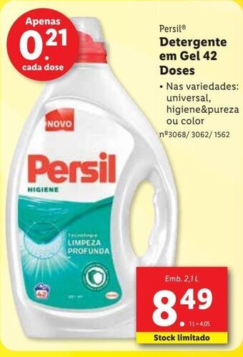 Lidl Detergente gel persil promoção