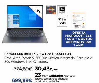 El Corte Inglés Notebook lenovo promoção