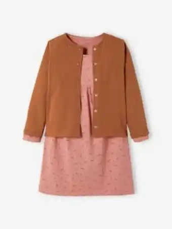 Vertbaudet Conjunto casaco e vestido estampado às flores, para menina... promoção