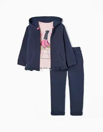 Zippy Fato de treino de 3 peças em algodão para menina 'pink thunder', azul escuro/rosa promoção
