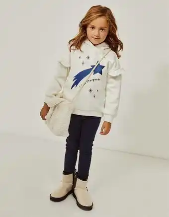 Sweat com capuz e efeito térmico para menina 'estrela cadente', branco/azul