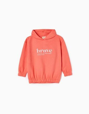 Zippy Sweat cardada com capuz em algodão para menina 'brave', coral promoção