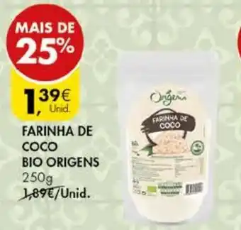 Pingo Doce Farinha de Coco Bio Origens 250g promoção