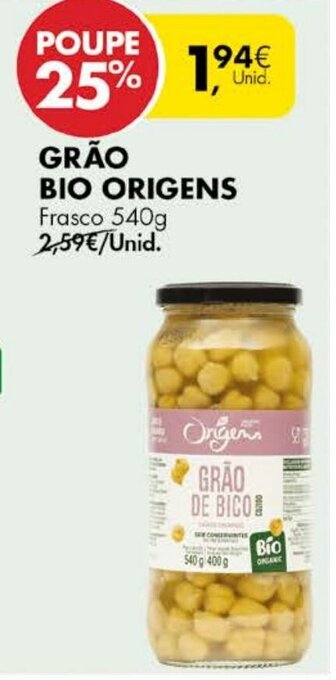 Pingo Doce Grão Bio Origens 540g promoção