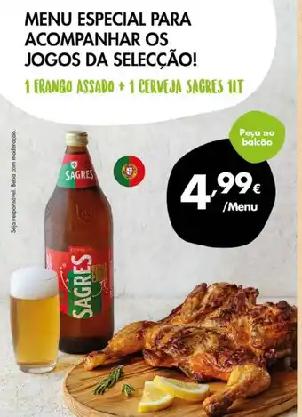 Franco Assado + Cerveja Sagres 1Lt