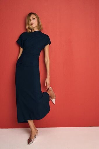 ZARA Vestido drapeado com lã promoção