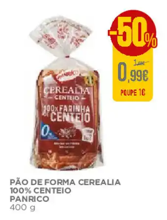 Supercor Pão de Forma Cerealia 100% Centeio Panrico 400g promoção