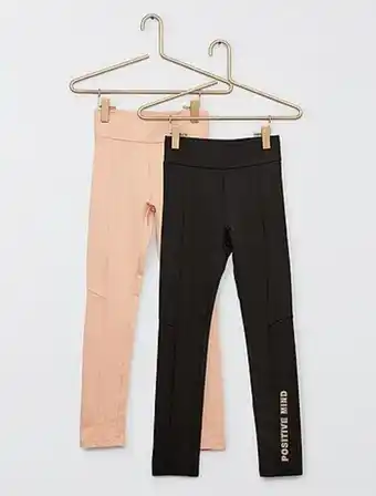 Kiabi Leggings lisos com estampado na parte inferior da perna - lote de 2 promoção