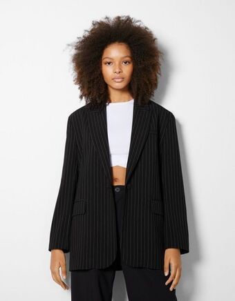 Bershka Blazer estampado com risca diplomática promoção