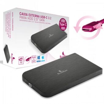 Caixa externa para disco rigido 2.5 sata usb c 3.2 5gb type-c preta - blueray