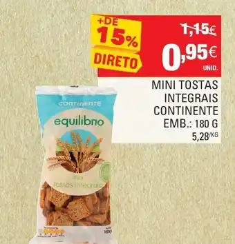 Continente Mini Tostas Integrais Continente 180g promoção