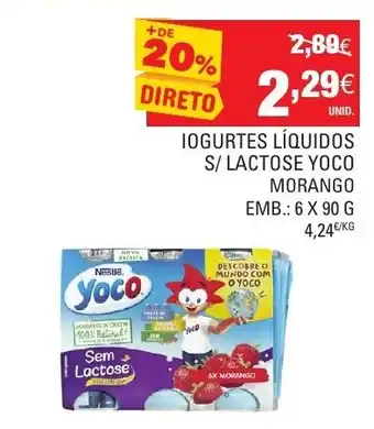 Continente Iogurte Líquido S/ Lactose Yoco Morango 6x90g promoção