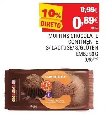 Muffins Chocolate Continente S/ Lactose/S/Glúten 90g