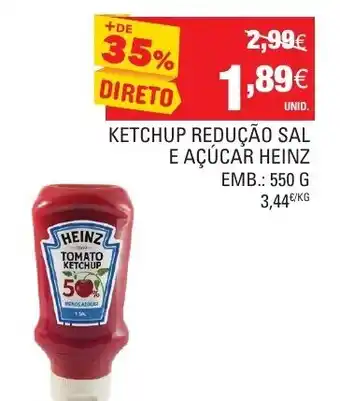 Continente Ketchup Redução Sal e Açúcar Heinz 550g promoção