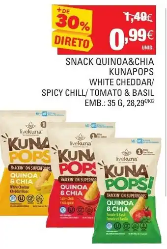 Continente Snacks Quinoa & Chia Kunapops 35g promoção