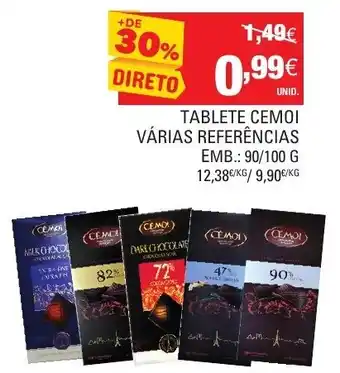Continente Tablete Cemoi Várias Referências 90/100g promoção
