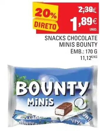 Continente Snacks Chocolate Minis Bounty 170g promoção