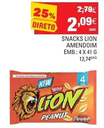 Continente Snacks Lion Amendoim 4x41g promoção