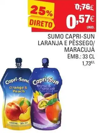 Sumo Capri-Sun Laranja e Pêssego /Maracuja 33cl