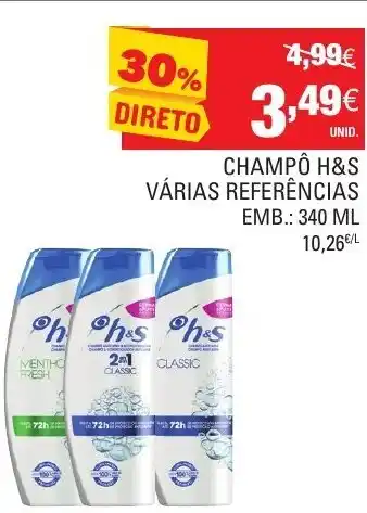 Continente Champô H&S Várias Referências 340ml promoção
