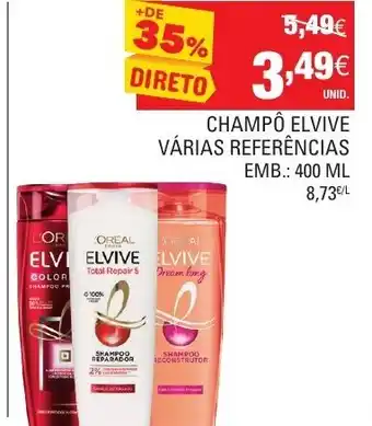 Continente Champô Elvive Várias Referências 400ml promoção