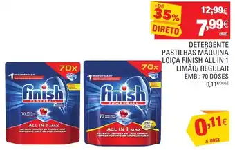 Continente Detergente Pastilhas Máquina Loiça Finish All In 1 70 Doses promoção