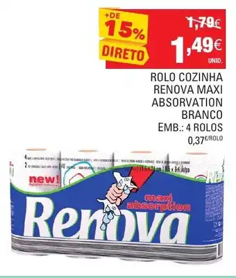Continente Rolo Cozinha Renova Maxi Absorption Branco 4 Rolos promoção