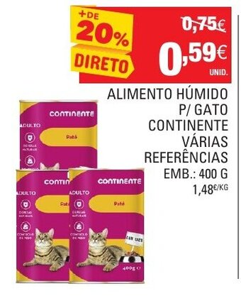 Continente Alimento Húmido P/Gato Continente 400g promoção