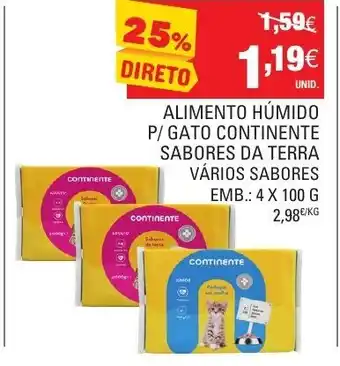 Alimento Húmido p/ Gato Continente Sabores da Terra 4x100g