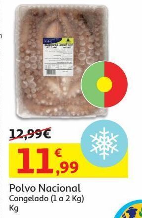Auchan Polvo nacional 1.0-2.0kg:congelado kg promoção