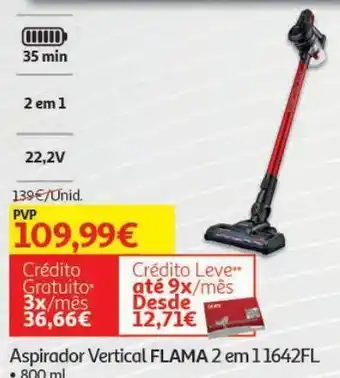 Auchan Aspirador vertical flama:2 em 1 1642fl promoção