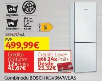 Auchan Combinado bosch:branco low frost kgv36vweas promoção