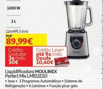 Liquidificadora moulinex:inox perfect mix lm811d10